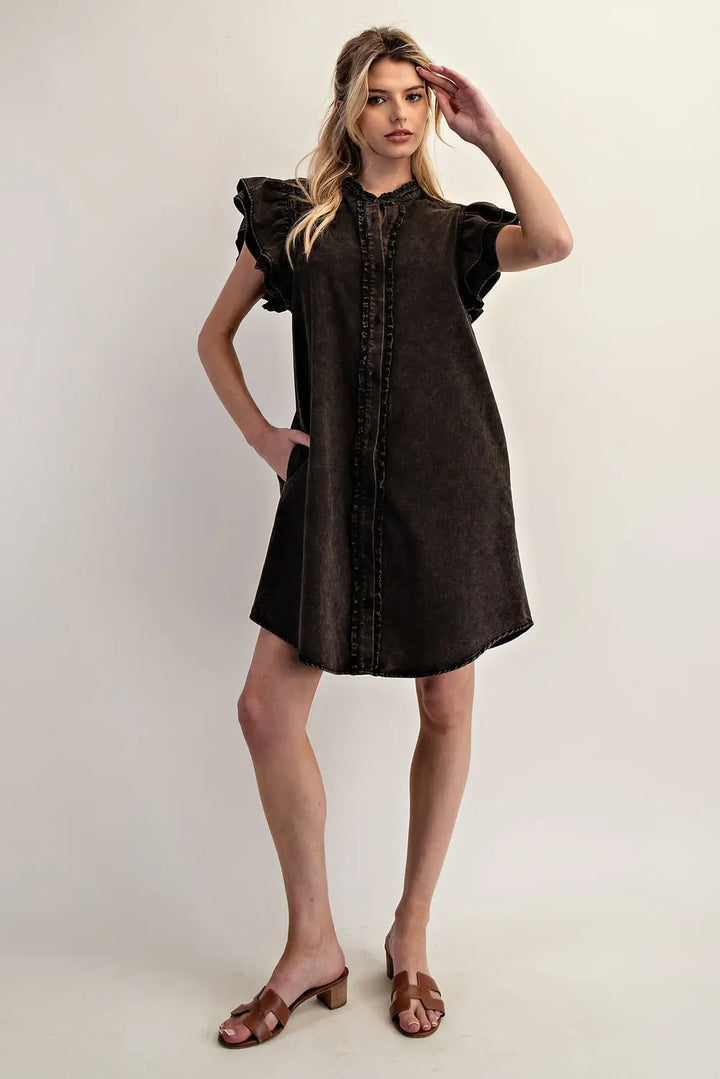 ee:some Snow Washed Button Down Mini Dress