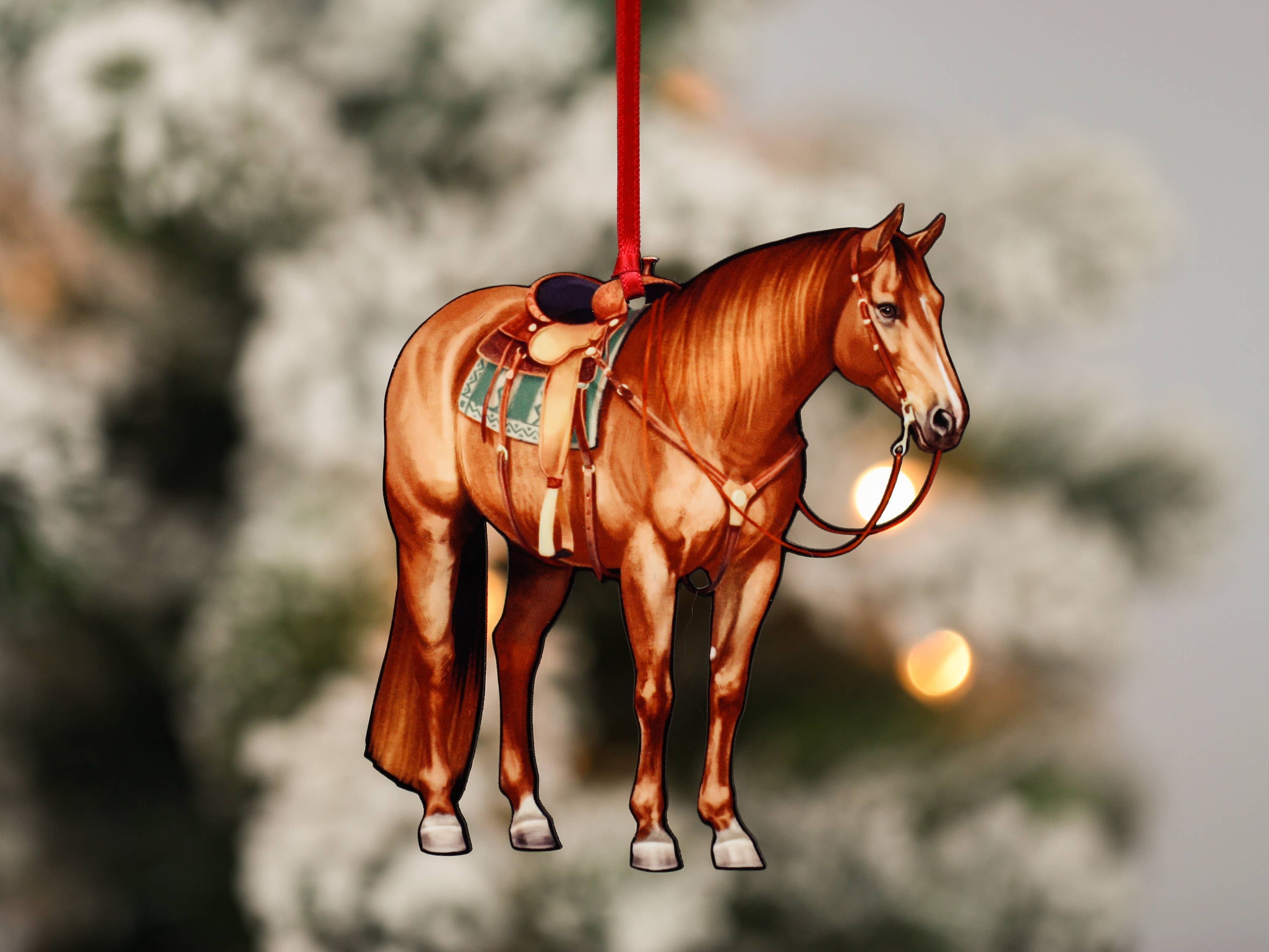 Chestnut Western Ranch Horse Ornament - Quarter Horse Decor