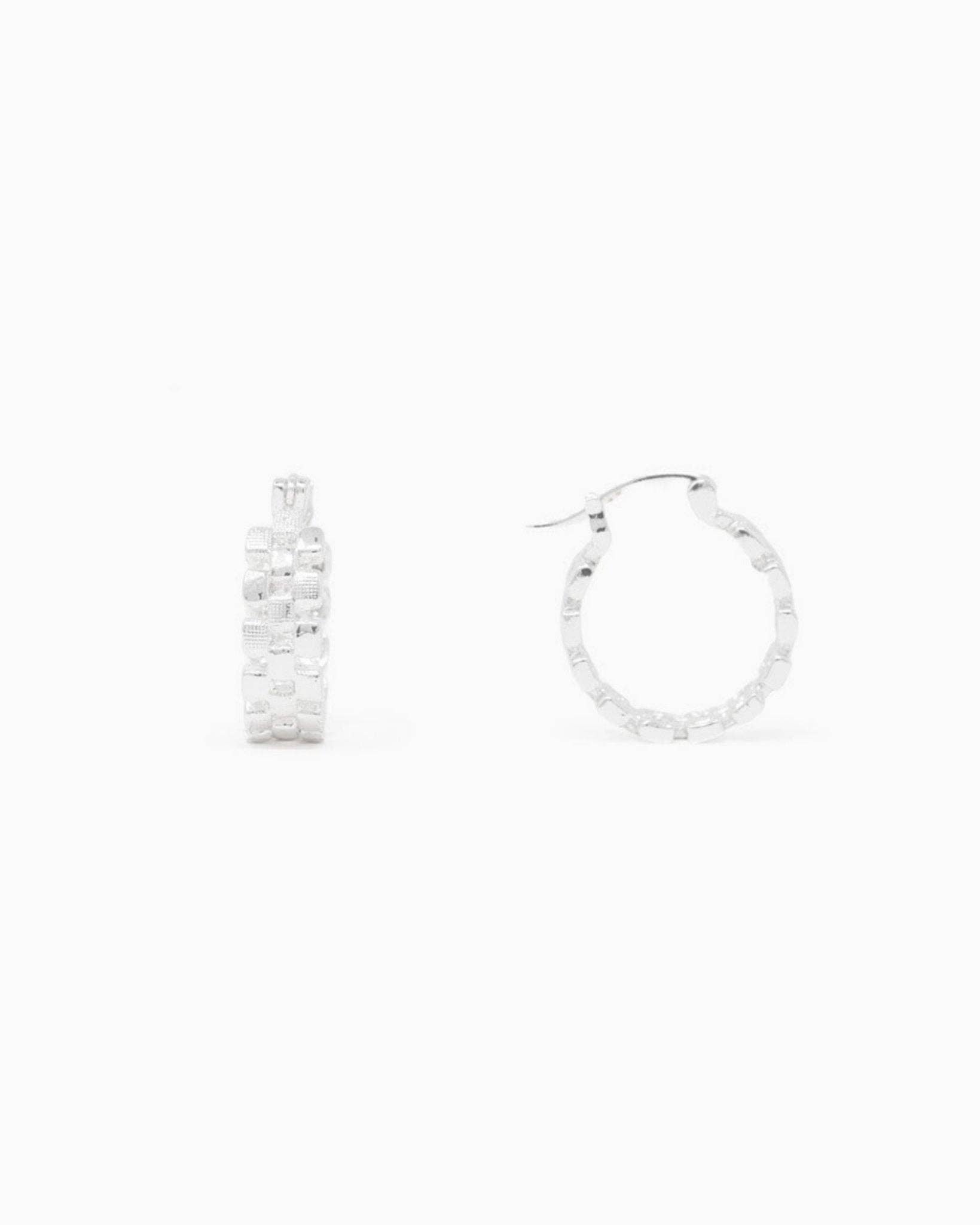 Checkered Pattern Cutout Hoop Earrings