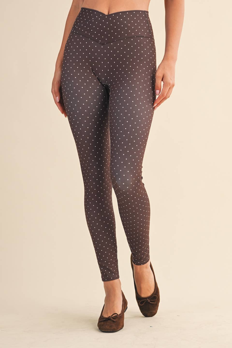 Polka Dot Print High Waist Crossover Legging