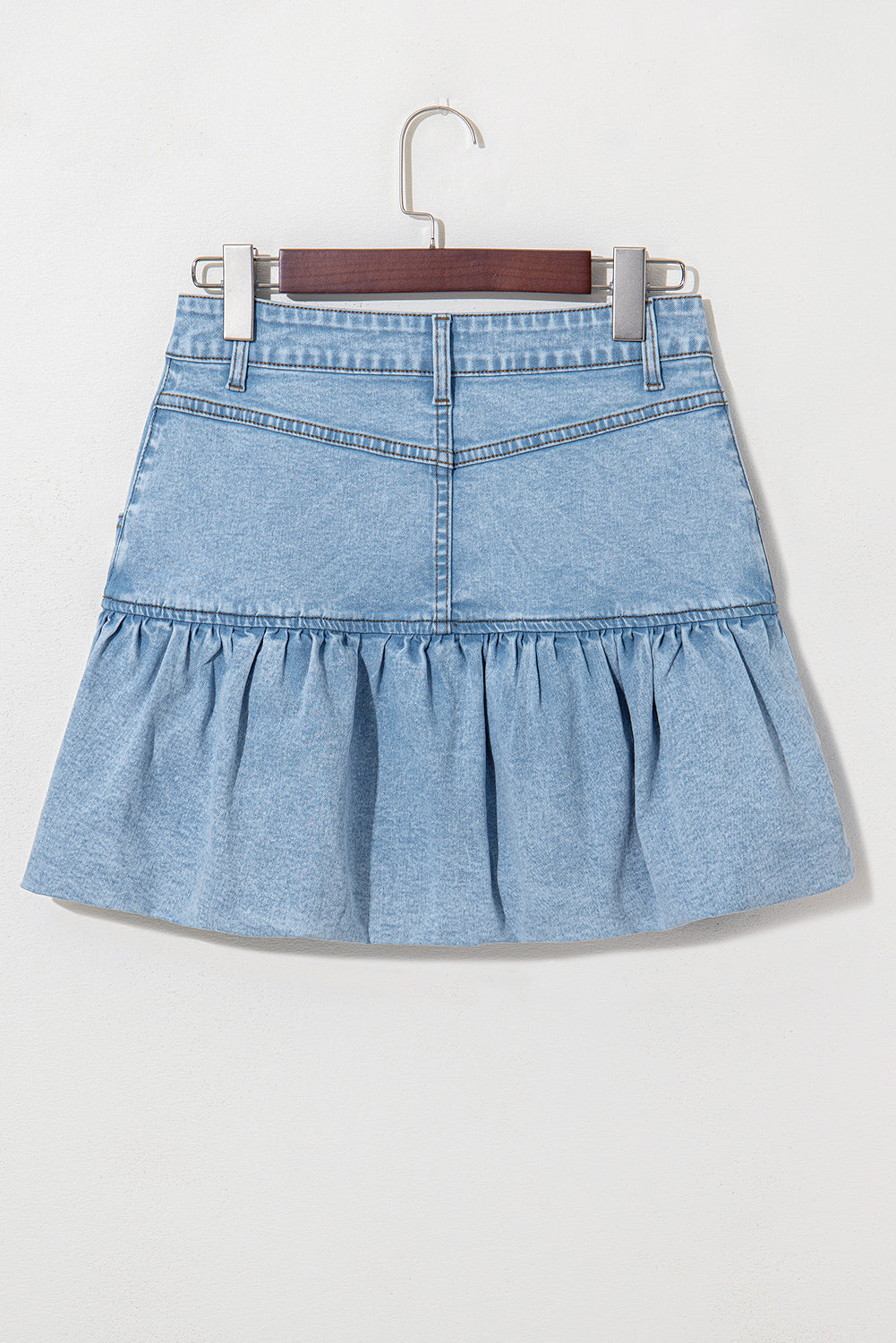 Myosotis Bubble Hem Denim Mini Skirt