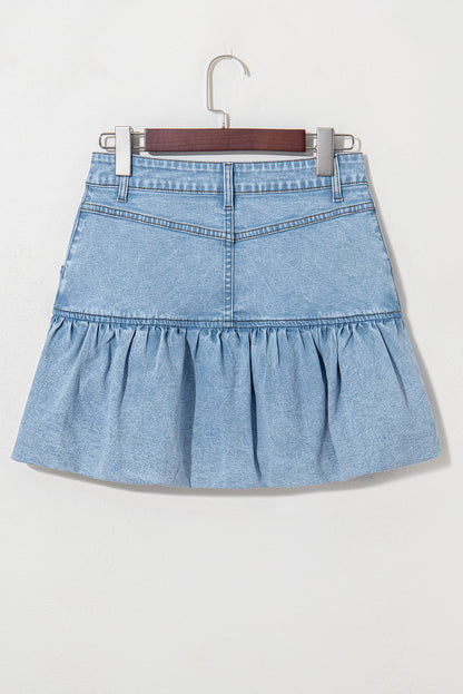 Myosotis Bubble Hem Denim Mini Skirt