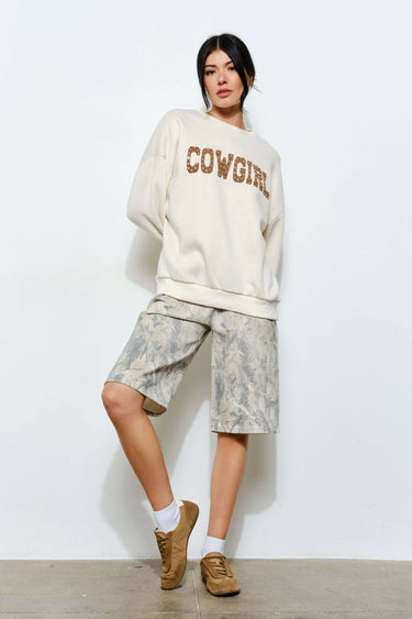 Brie Rhinestone Cowgirl Sweatshirt – Western Statement Top