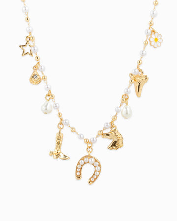 Western Icon Pearl Mix Chain Charm Necklace
