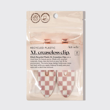 KITSCH recycled plastic XL creaseless hair clips in terracotta color, set of two, designed for secure hair styling.