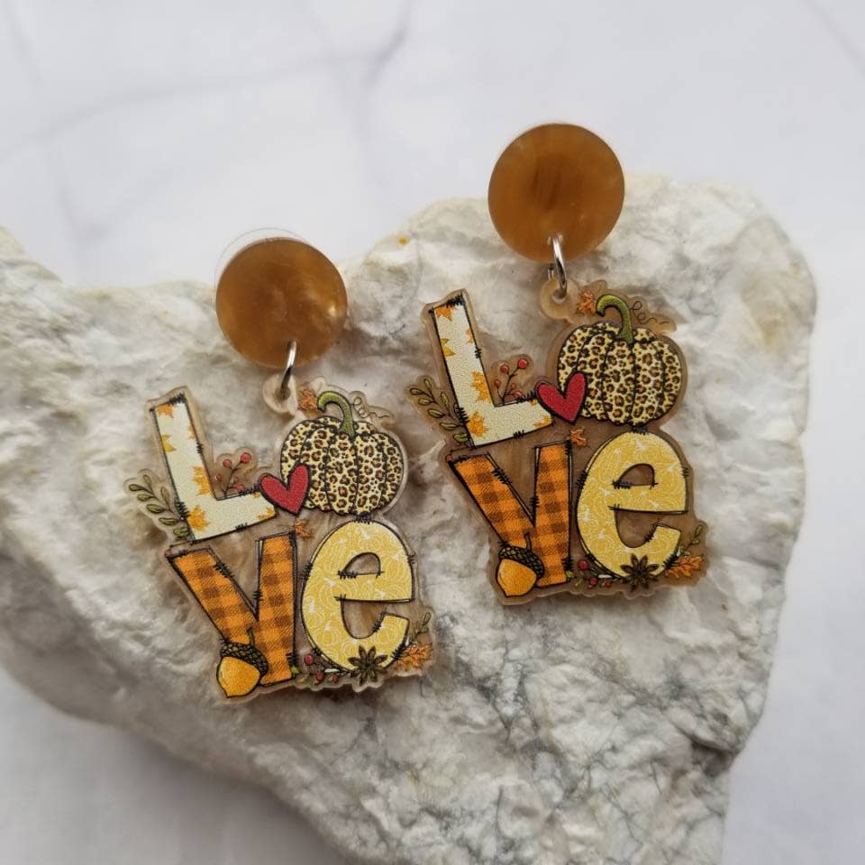 LOVE Leopard Pumpkin Earrings - Fall