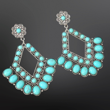 Western Geometric Faux Turquoise Earrings