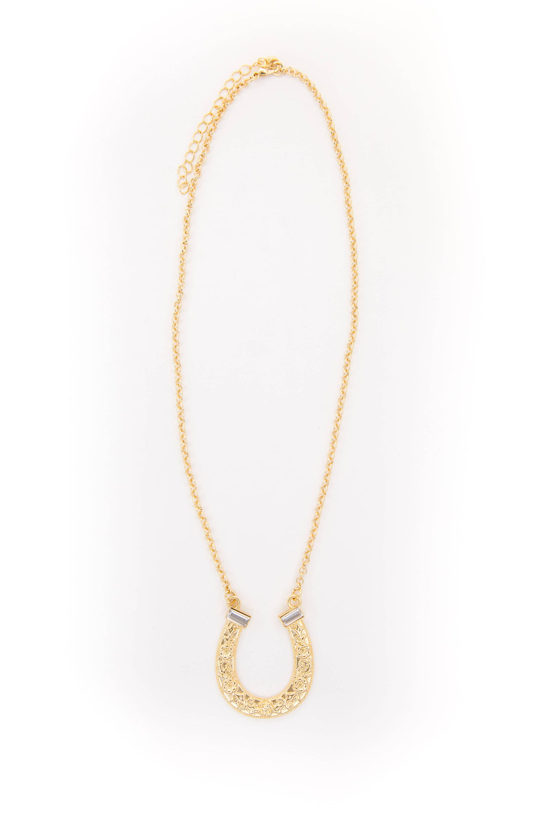 18" 18K Gold Plated Horse Shoe Necklace with Rhinestone