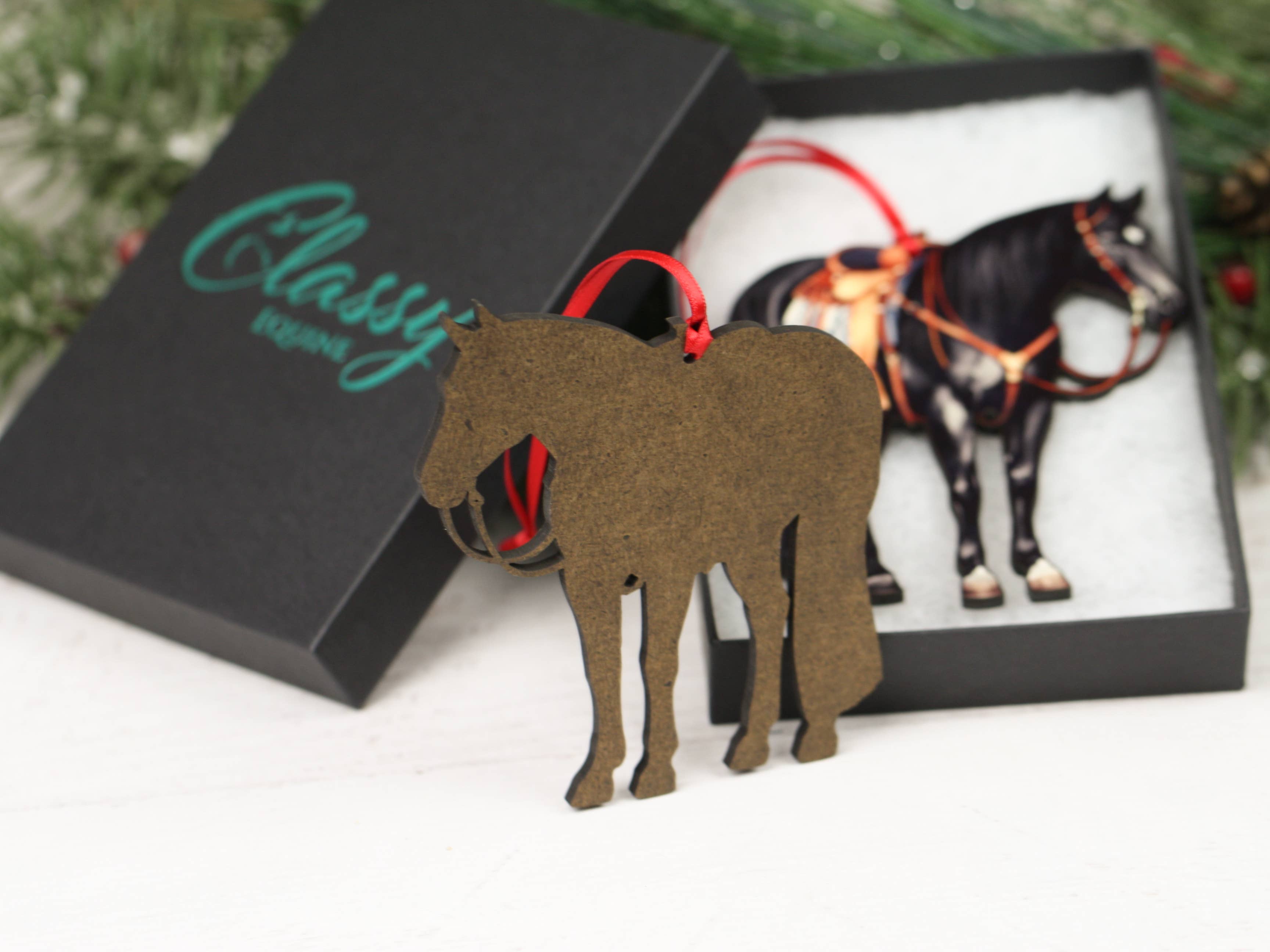 Chestnut Western Ranch Horse Ornament - Quarter Horse Decor