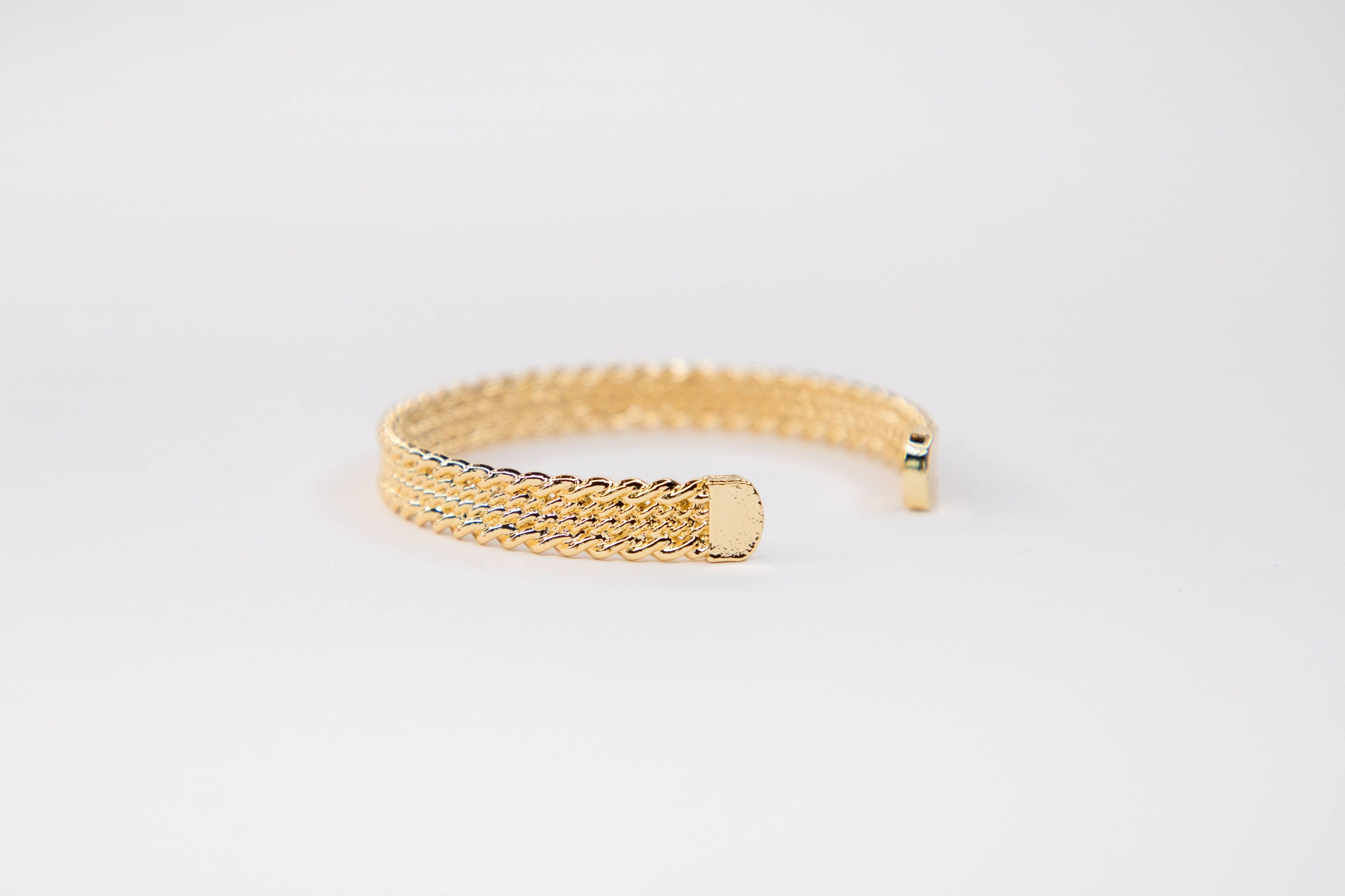 18K Gold Plated 4 Strand Rope Cuff Bracelet