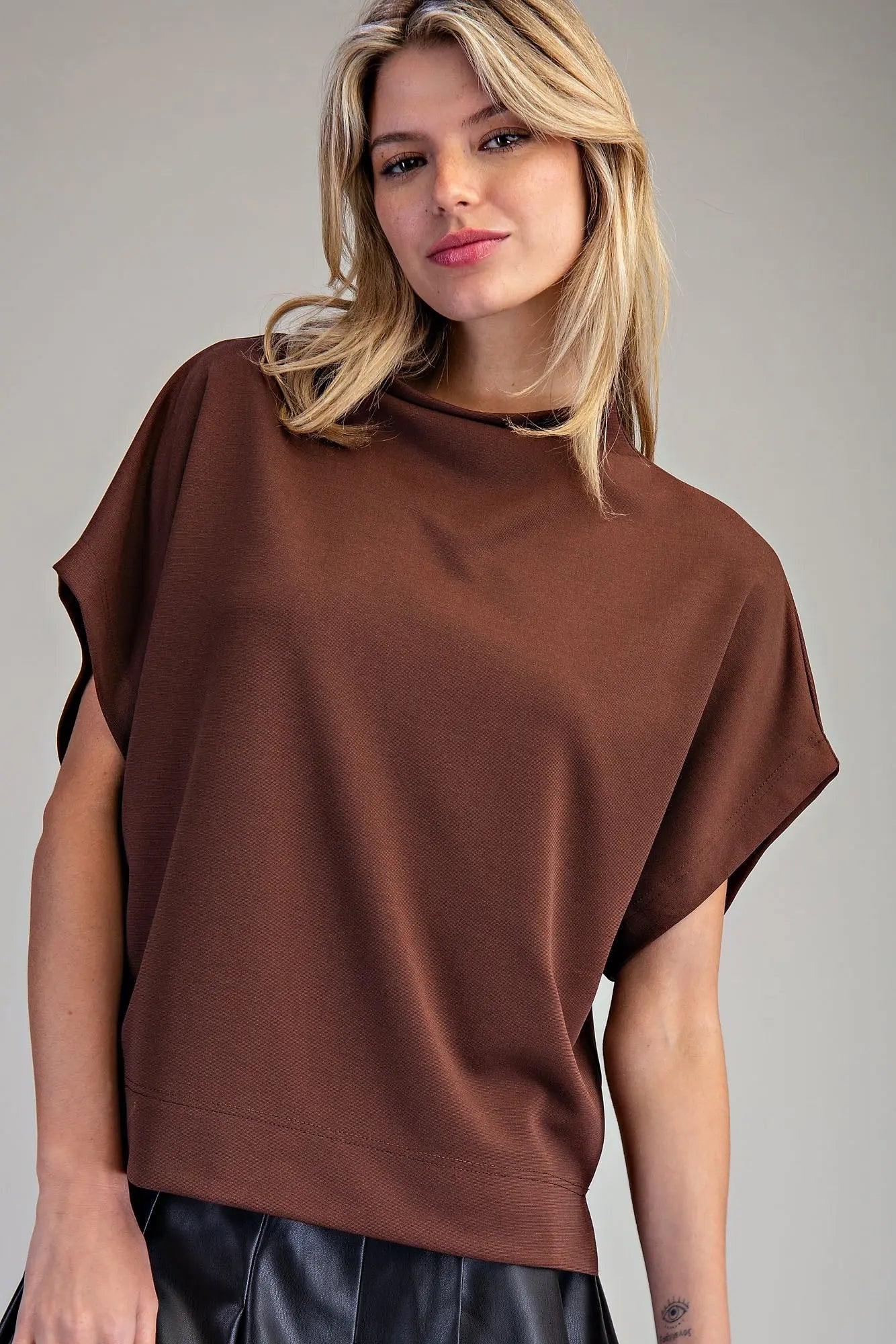 Chocolate Brown Mock Neck Sweater