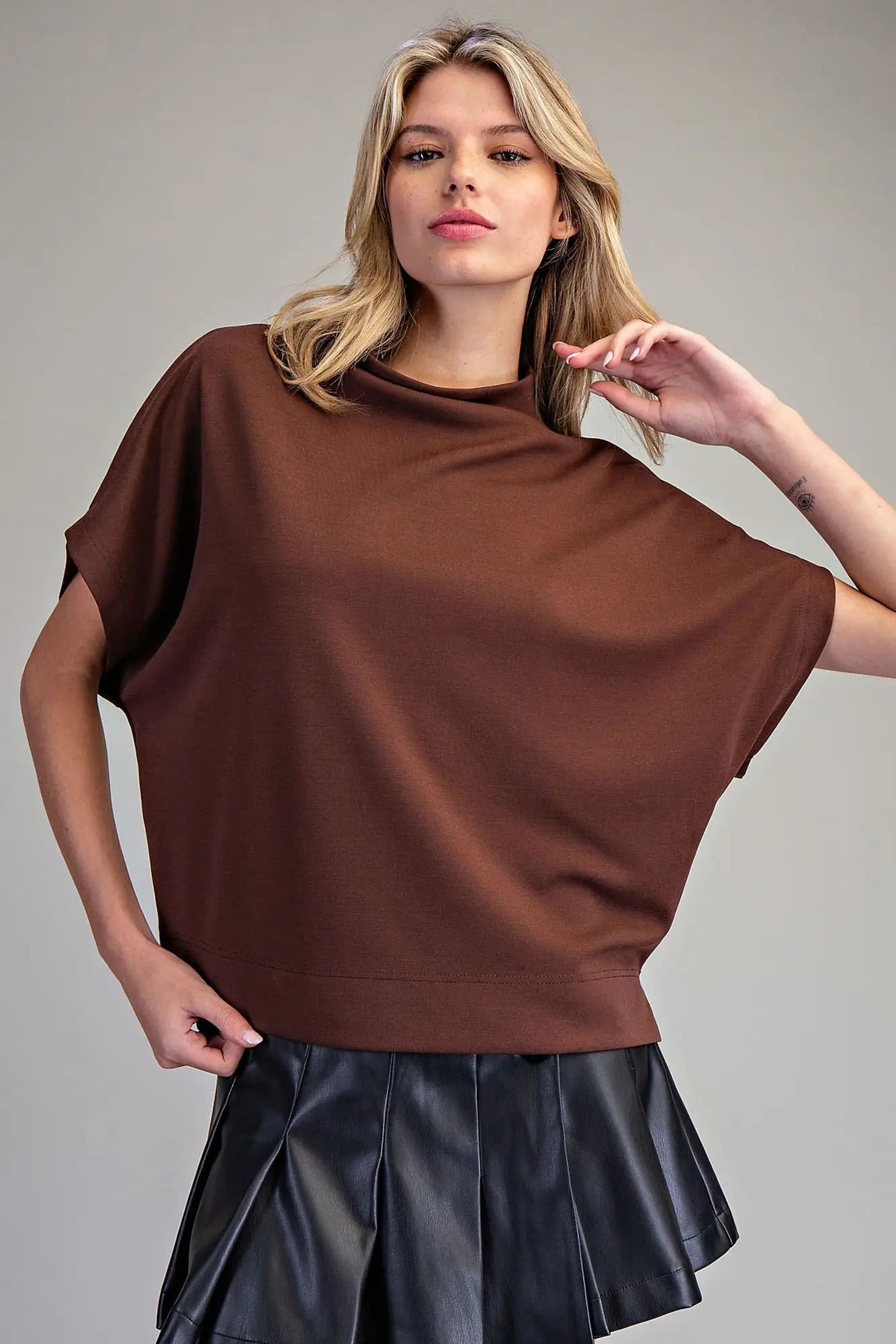 Chocolate Brown Mock Neck Sweater