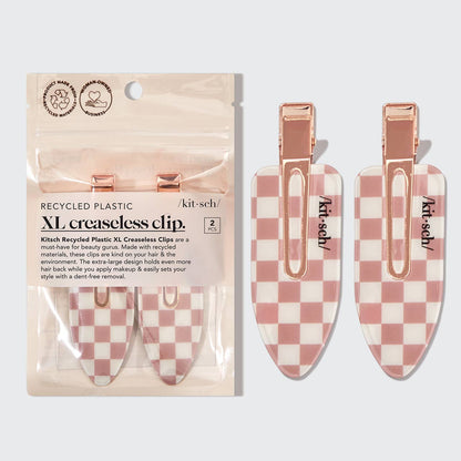 KITSCH recycled plastic XL creaseless clips in terracotta color, 2-piece set, holding hair smoothly without creases