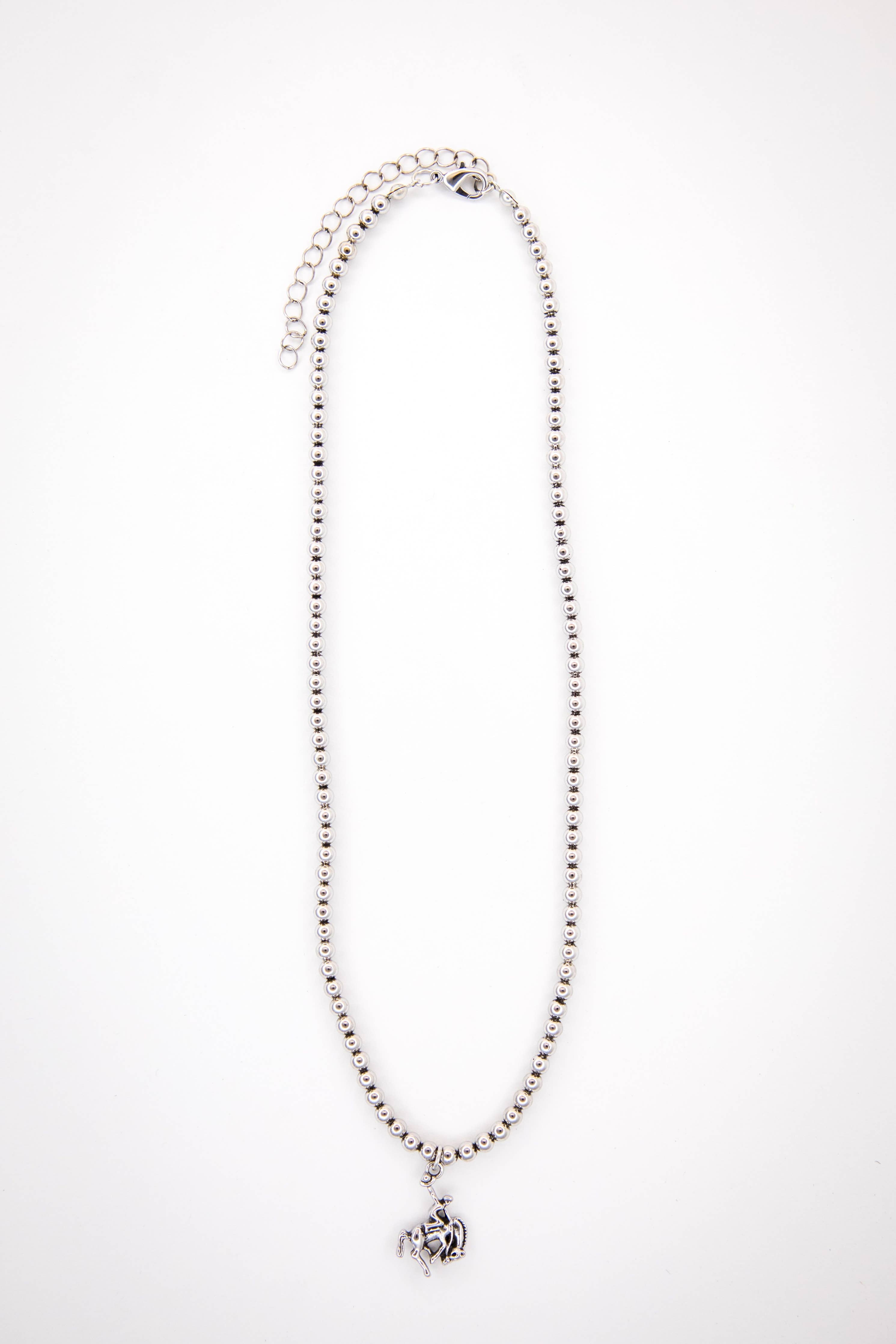 16" 18K  Gold Plated Burnished Necklace with Bucking Horse