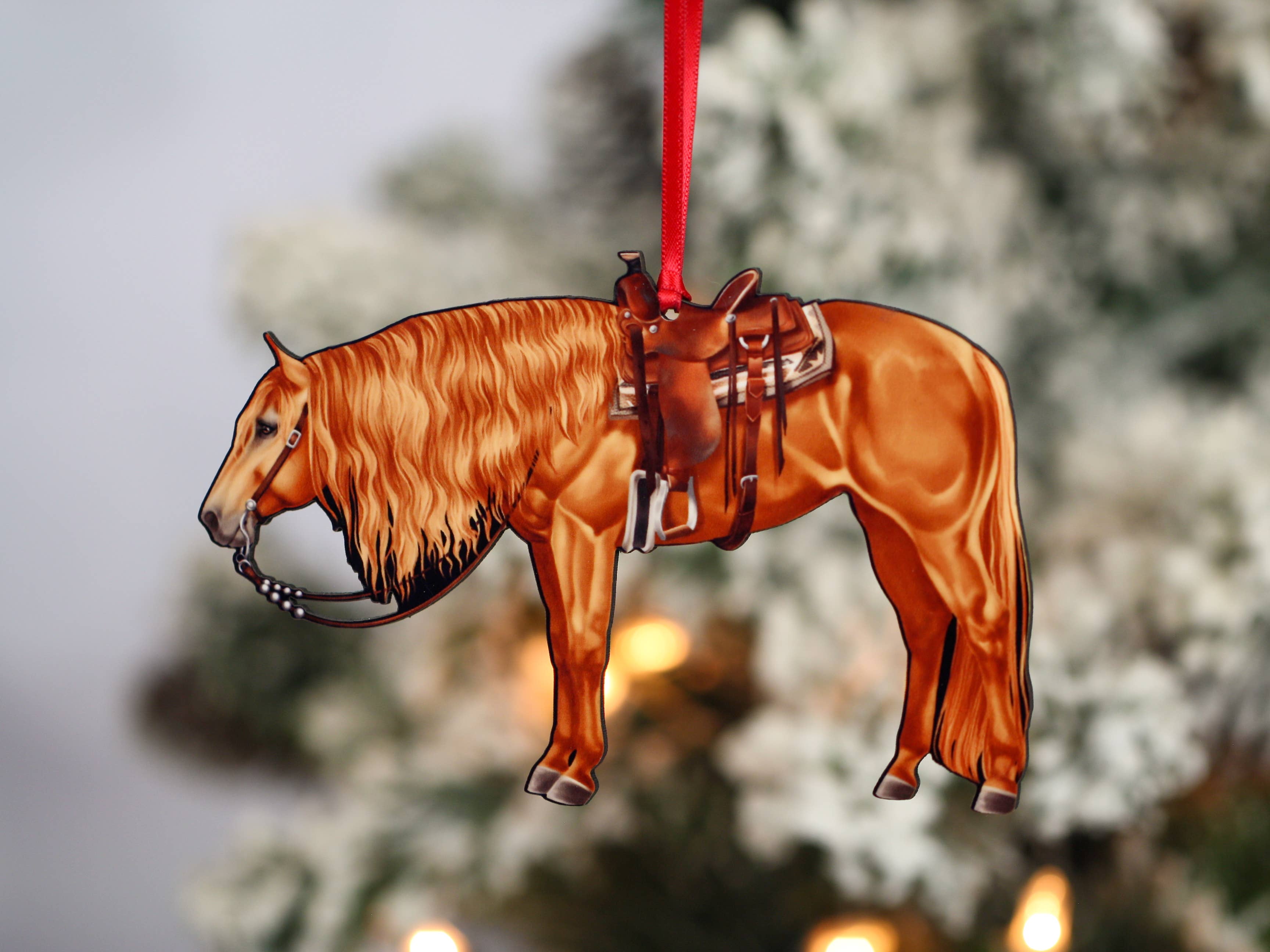 Chestnut Western Horse Ornament - Quarter Horse Christmas