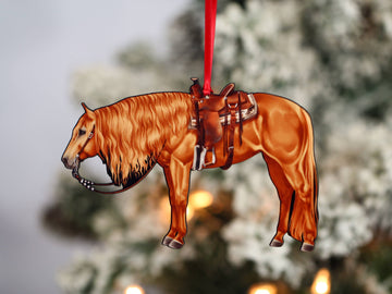 Chestnut Western Horse Ornament - Quarter Horse Christmas