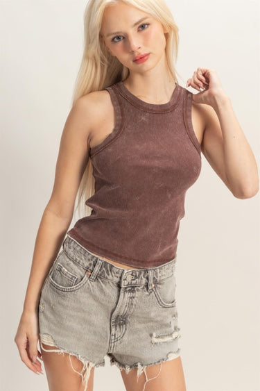 Mineral Wash Ribbed Tank Top | Vintage Racerback Boutique Tank