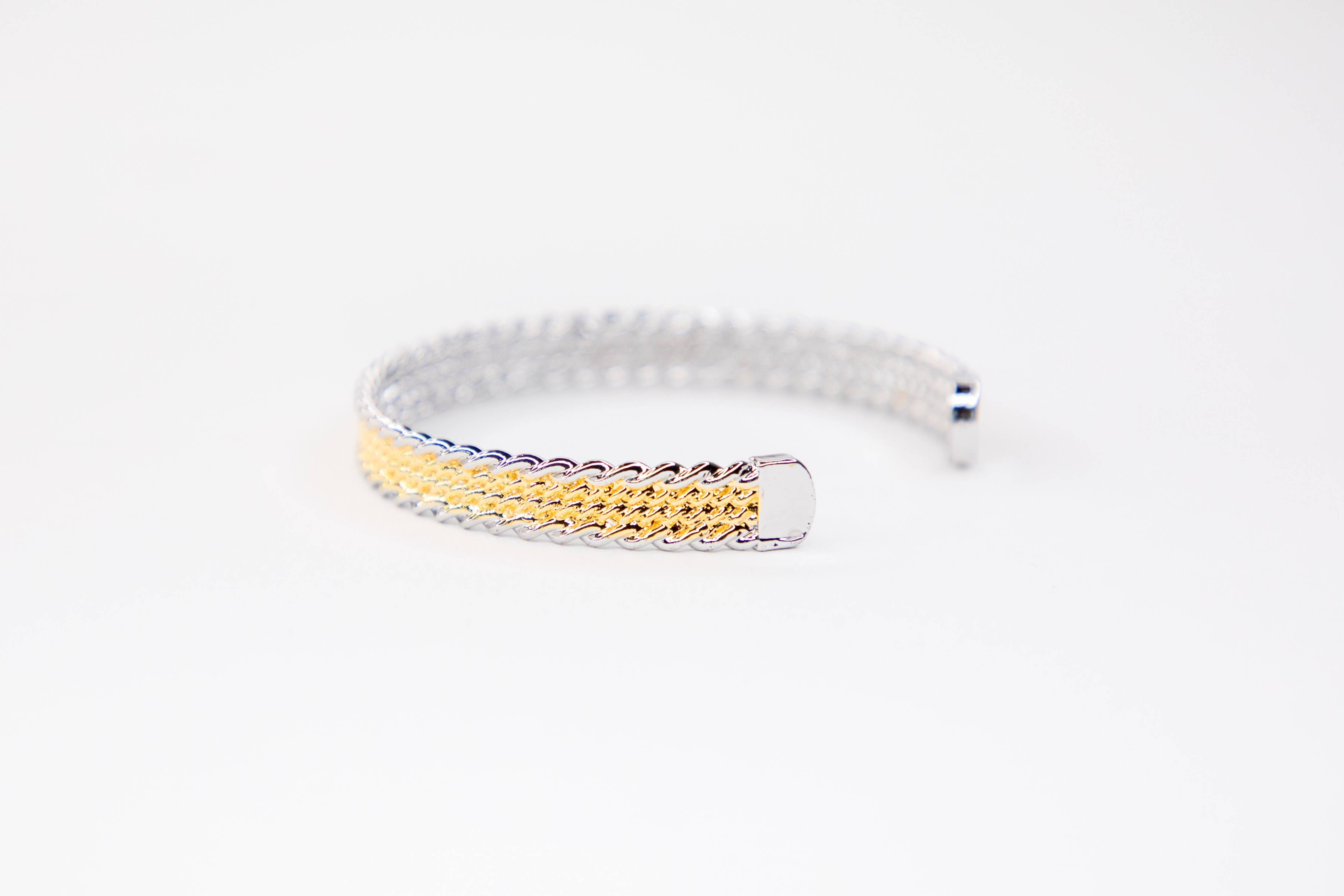 18K Gold Plated 4 Strand Rope Cuff Bracelet