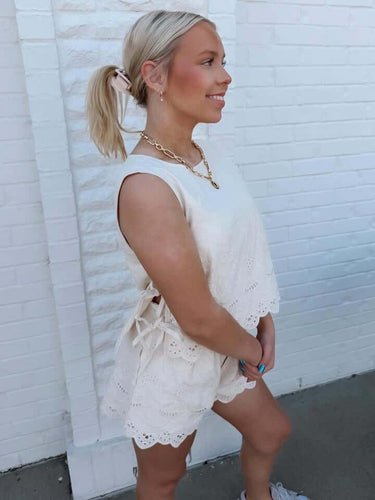 Linen Embroidered Two Piece Set