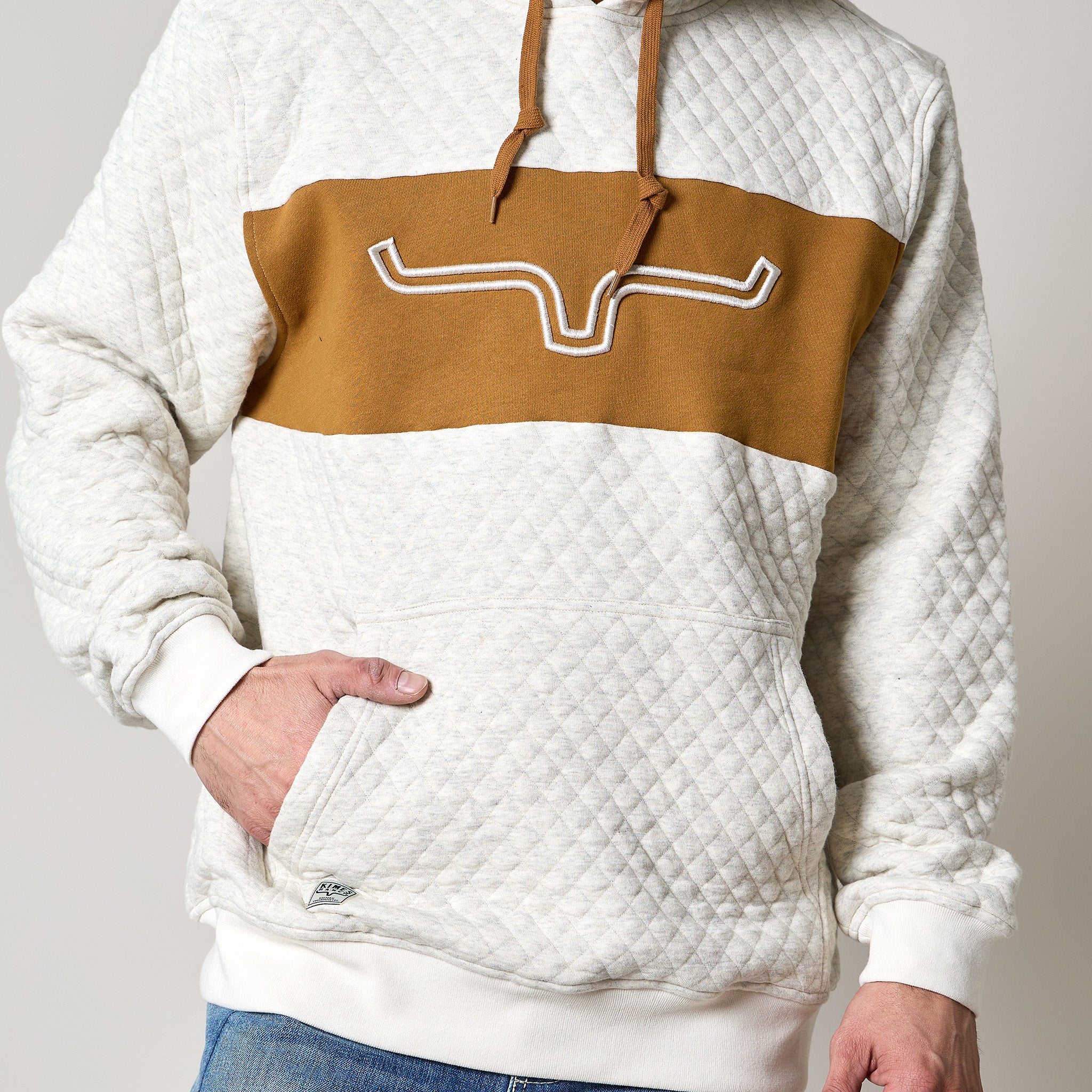 Kimes Ranch Angel Fire Natural Hoodie – Men’s Quilted Western Pullover