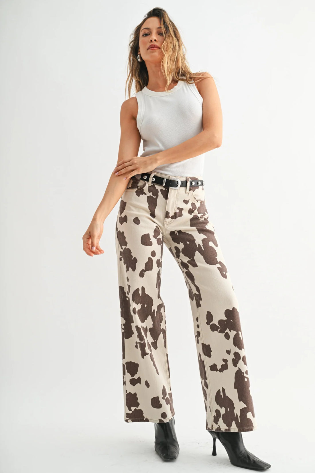 Just Black Denim Cow print wide leg