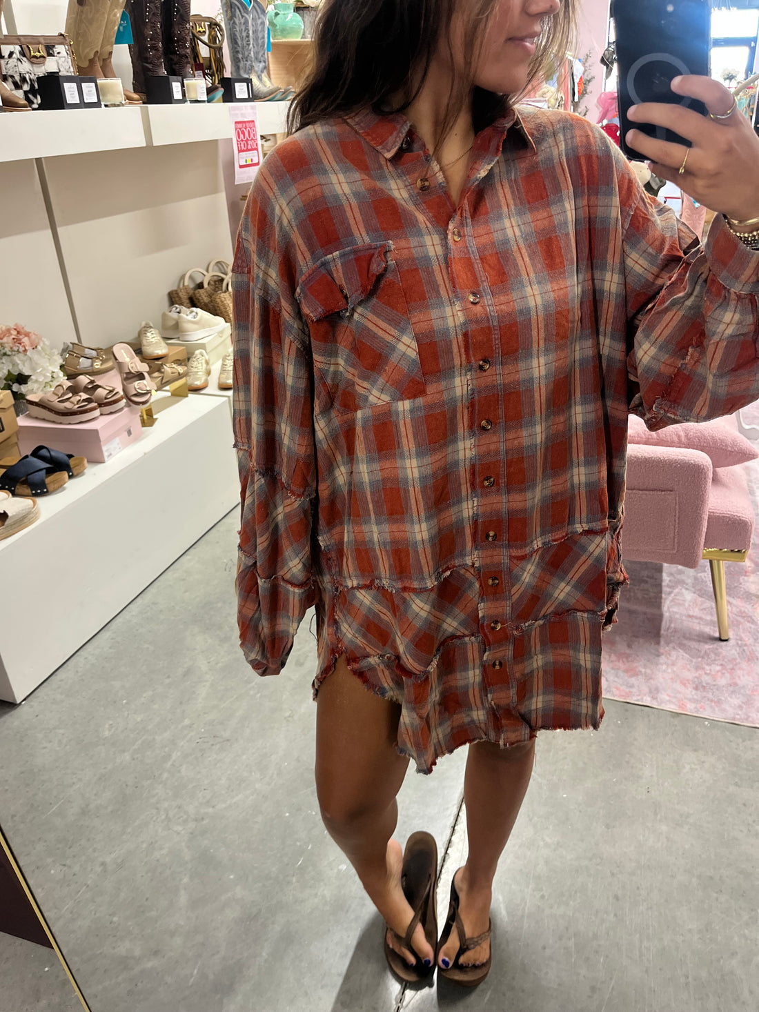 Mineral Washed Plaid Flannel Shirt