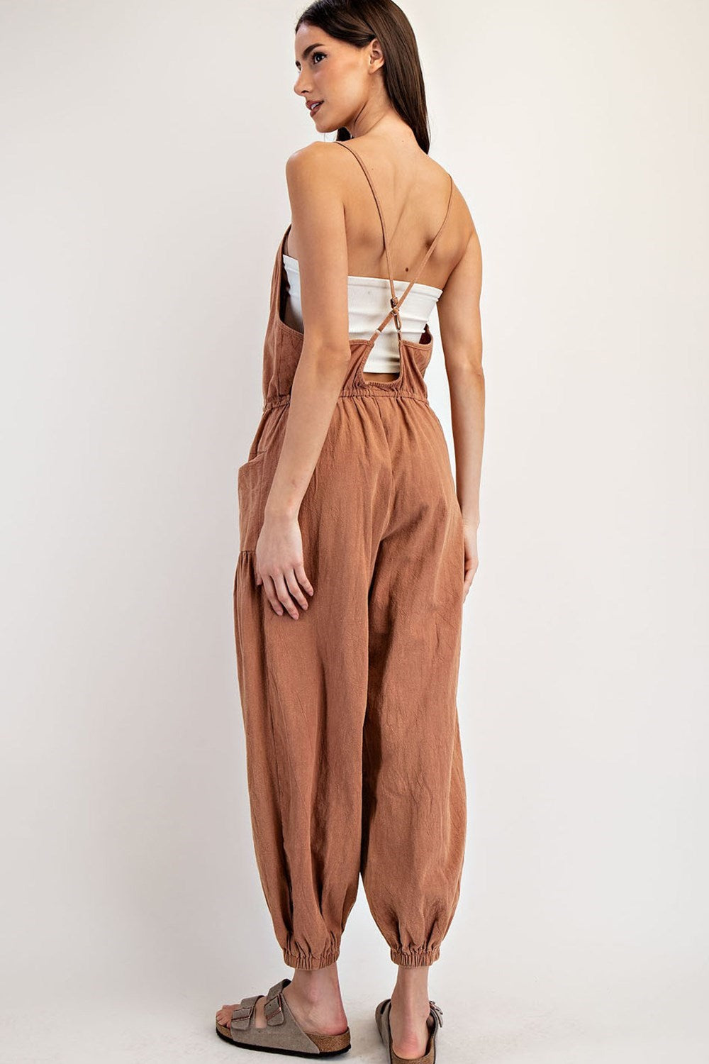 Pleated Drawstring Jogger Jumpsuit