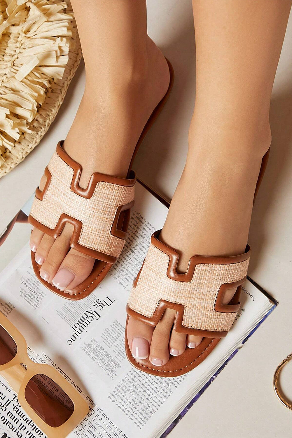 Natural Woven Slide Sandals – Casual Summer Flats | Cowgirl Charm