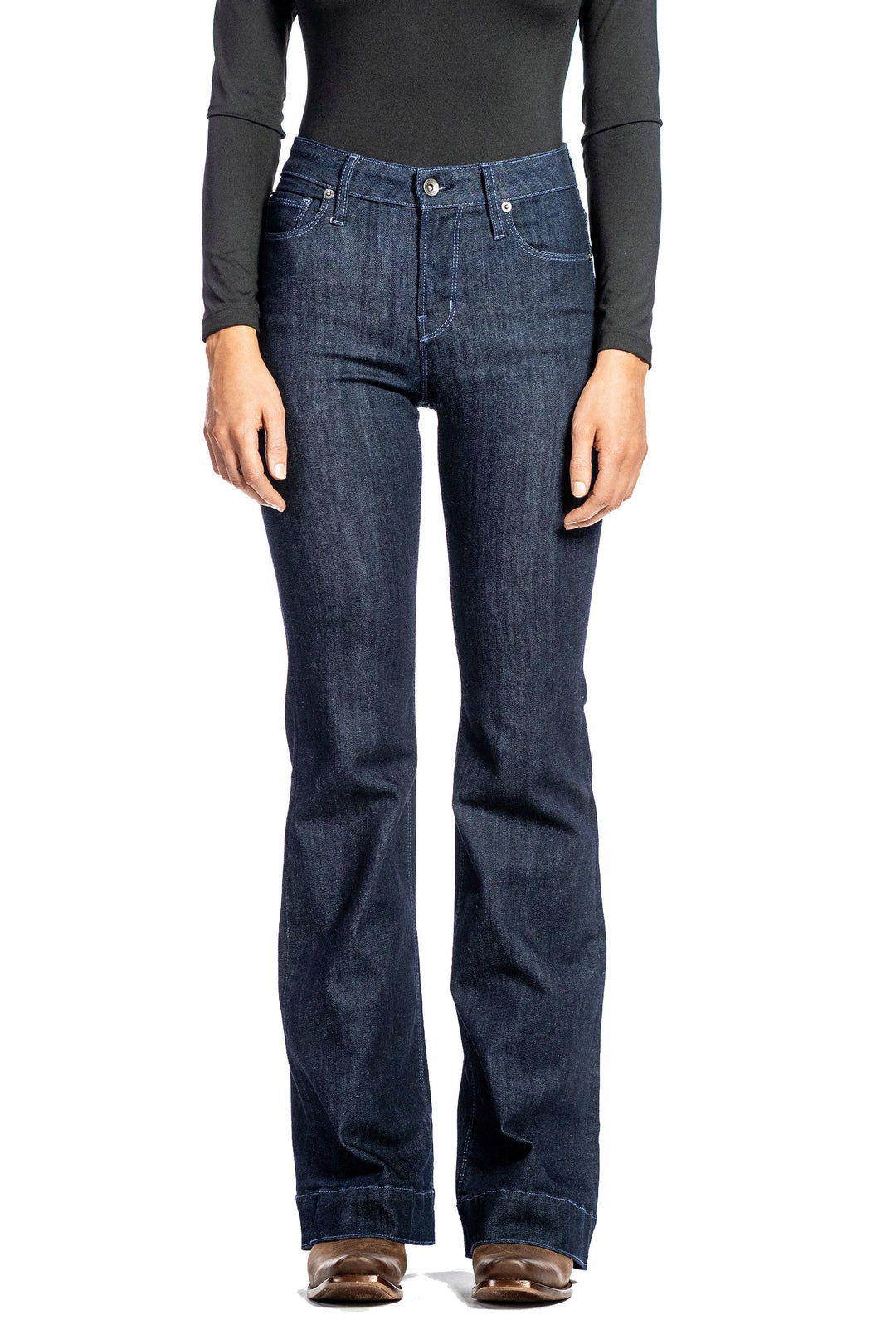 HAALA Denim BELLA : Trouser Flare (Midnight) dusk Blue stitch