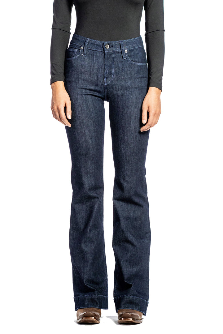 HAALA Denim BELLA : Trouser Flare (Midnight) dusk Blue stitch