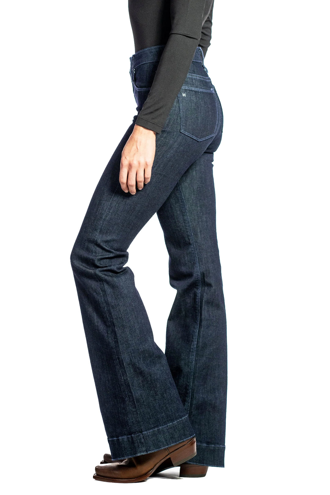 HAALA Denim BELLA : Trouser Flare (Midnight) dusk Blue stitch