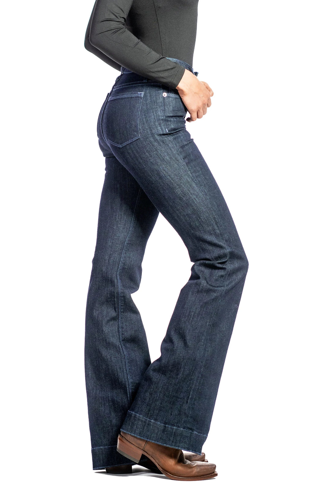 HAALA Denim BELLA : Trouser Flare (Midnight) dusk Blue stitch