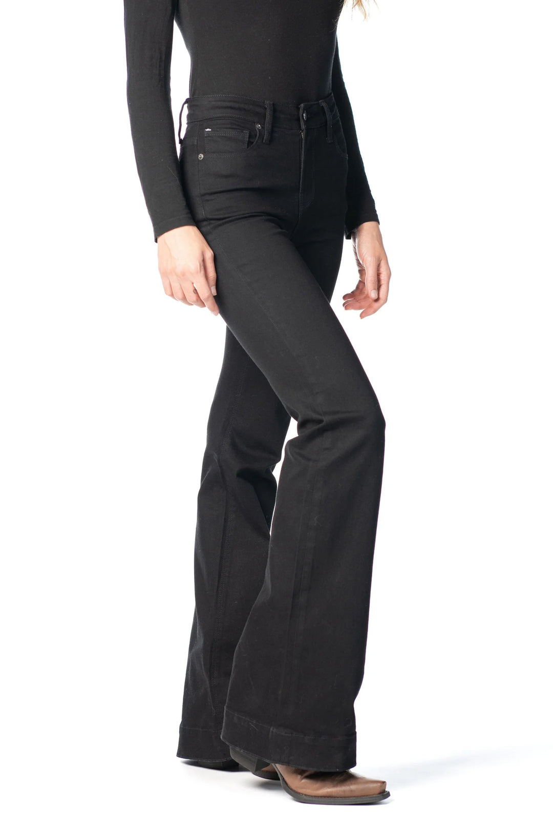 HAALA Denim BELLA : Trouser Flare (Black) Black Stitch