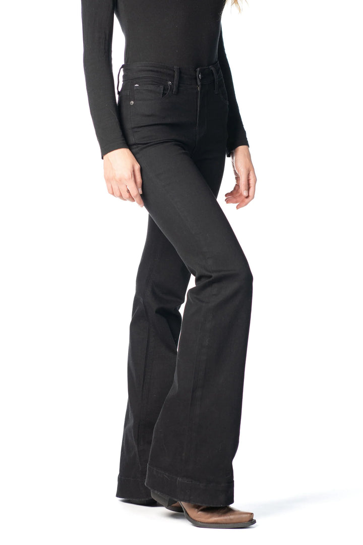 HAALA Denim BELLA : Trouser Flare (Black) Black Stitch