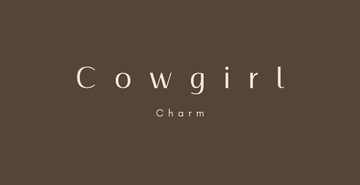 Text 'Cowgirl Charm' on a brown background
