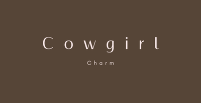 Text 'Cowgirl Charm' on a brown background
