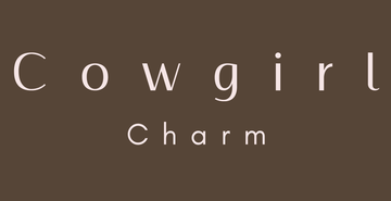Logo for 'Cowgirl Charm' on a brown background
