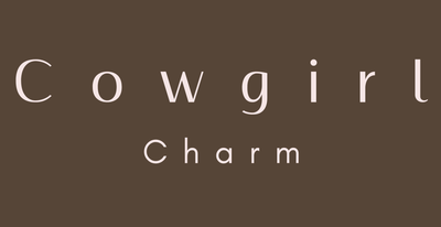 Logo for 'Cowgirl Charm' on a brown background