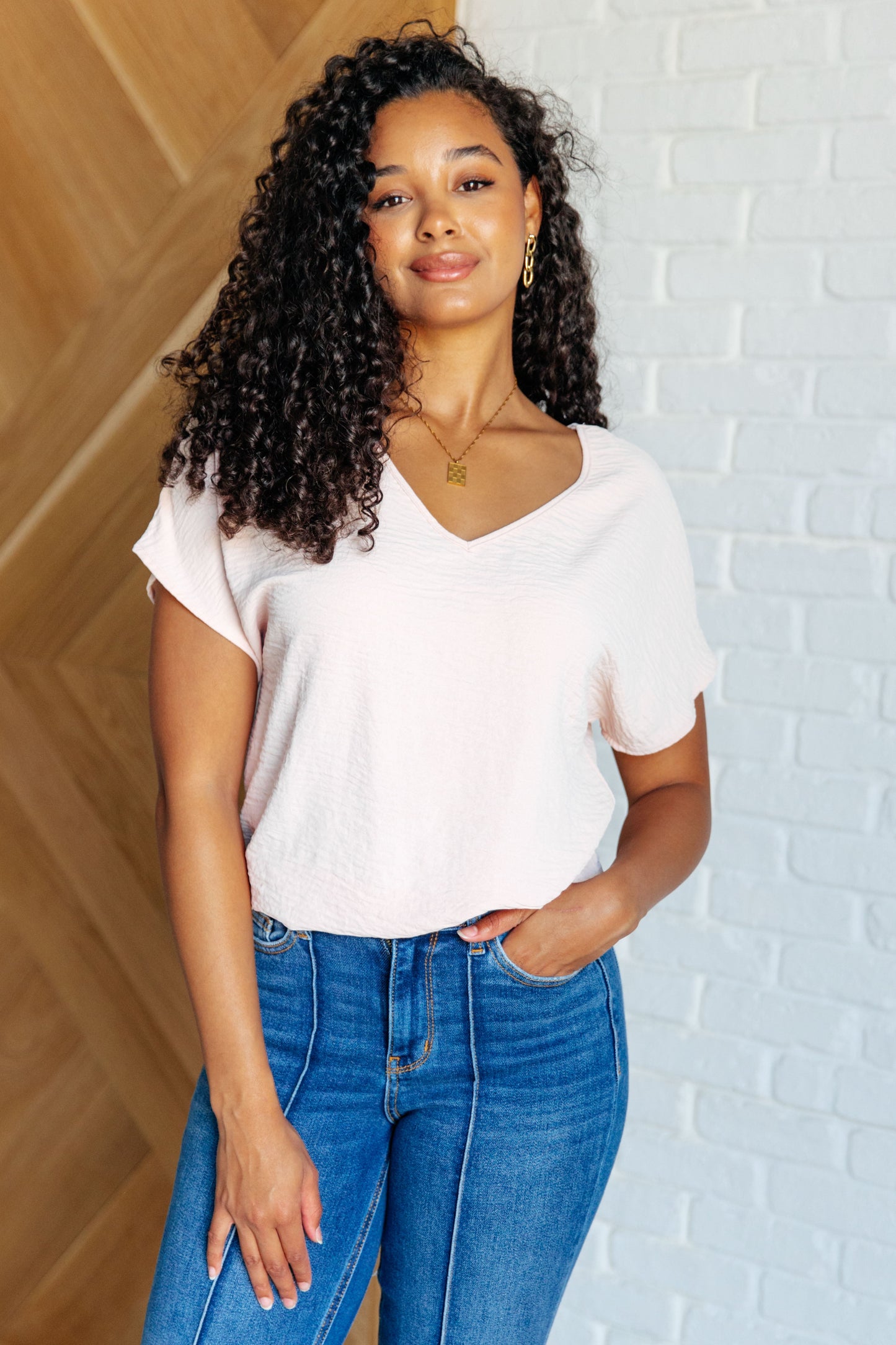 V-Neck Top in Blush
