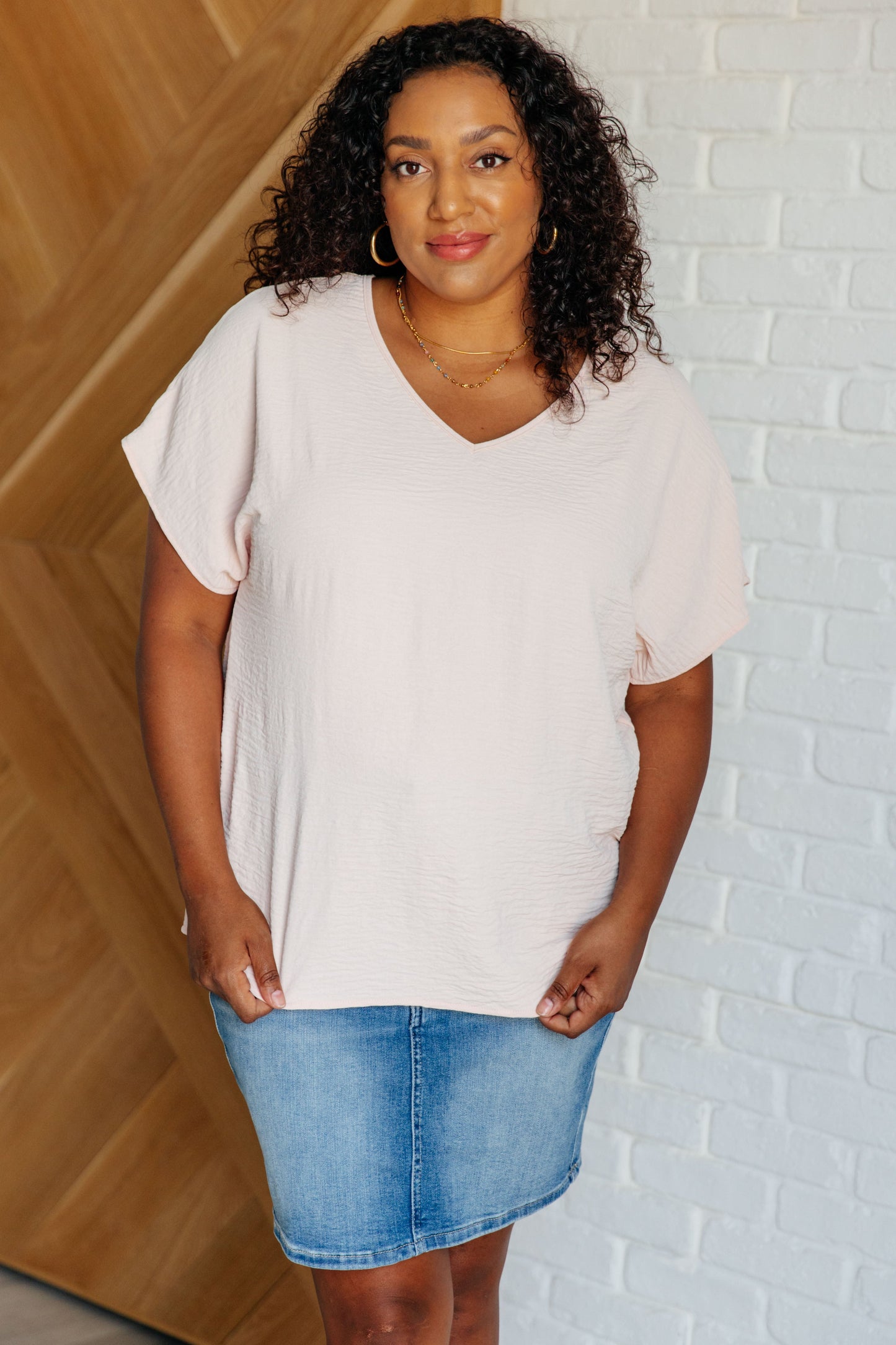 V-Neck Top in Blush