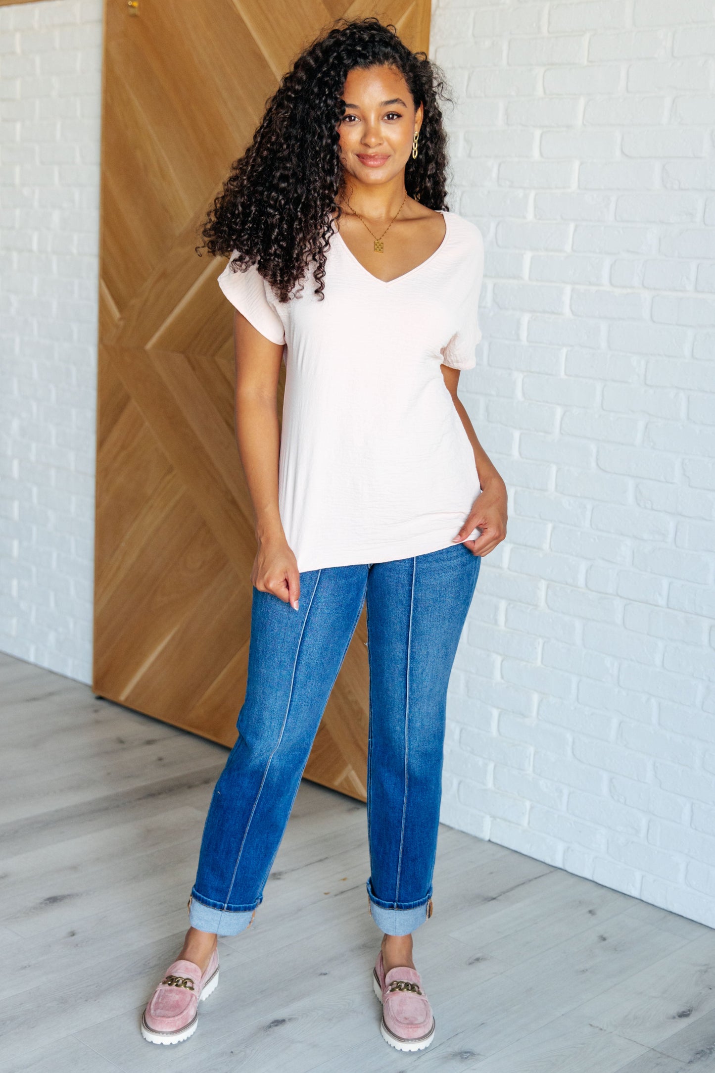 V-Neck Top in Blush