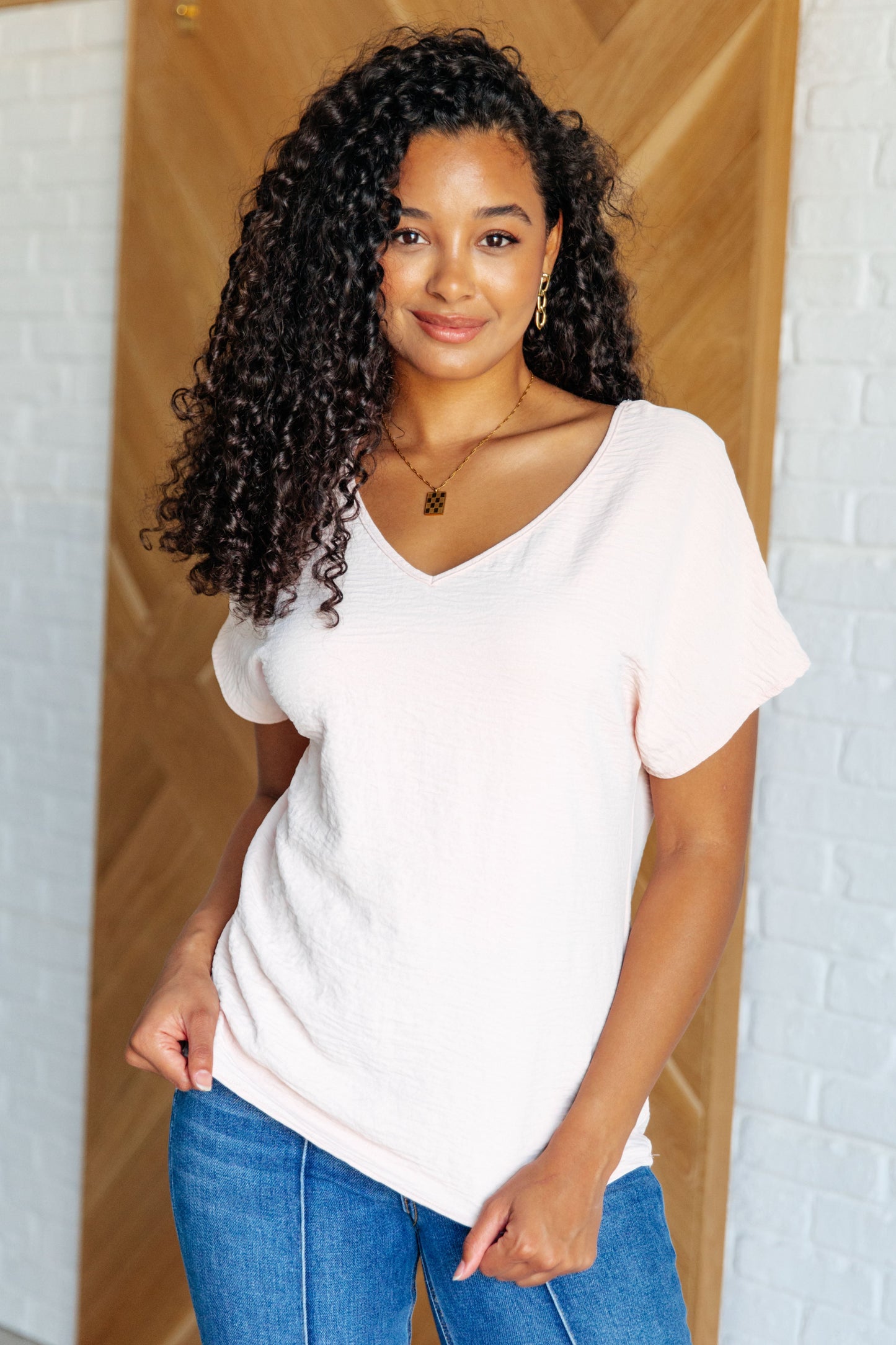 V-Neck Top in Blush