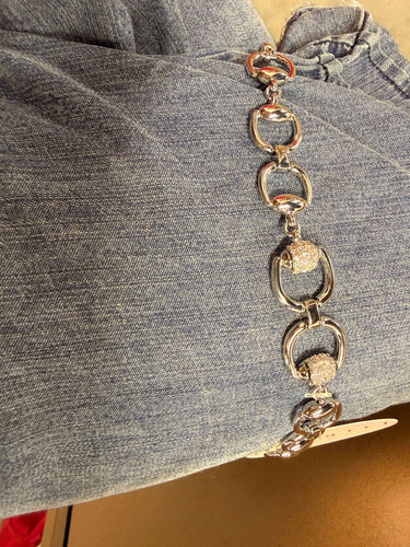 Silver and diamond bit Bracelet