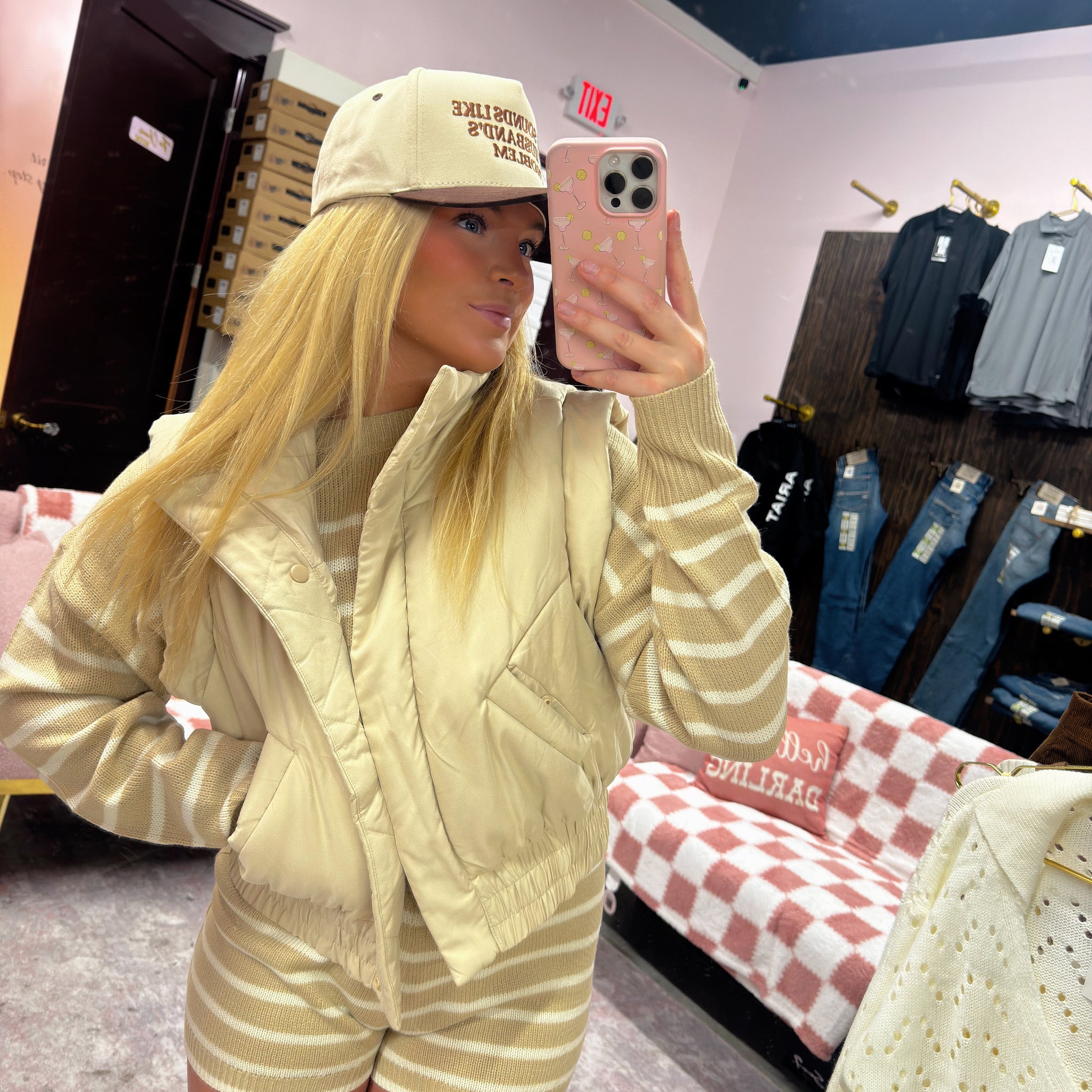 Taupe & Cream Two Piece Set