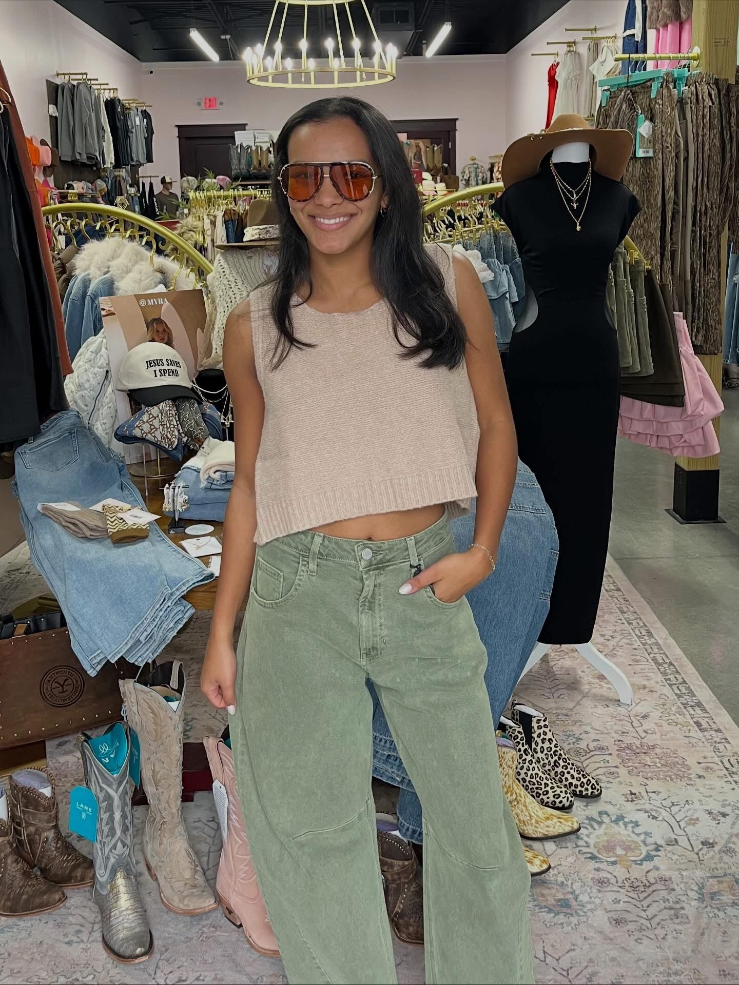 Just Black Denim Barrel Leg Jeans – Olive Green