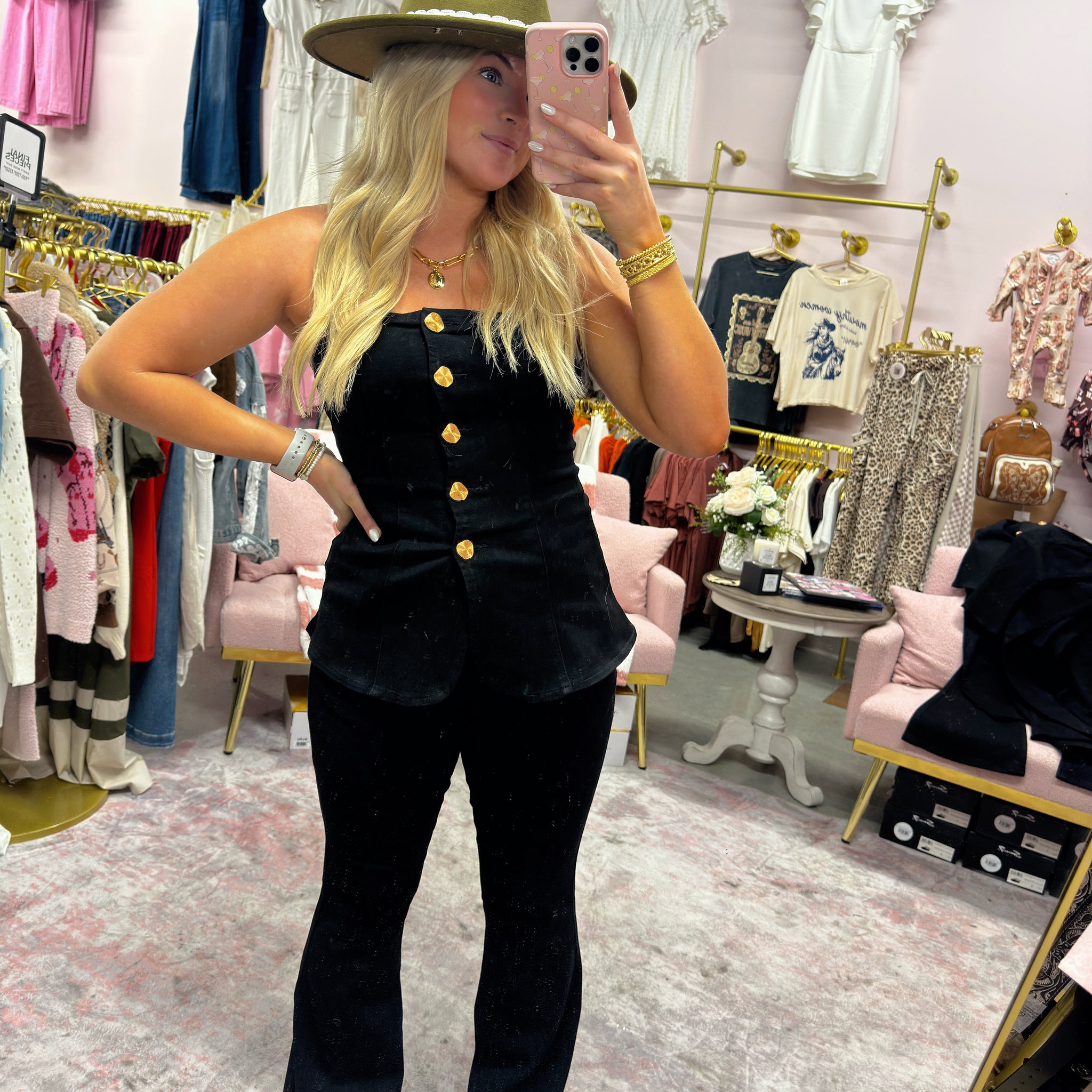 Stretch Denim Two Piece Set