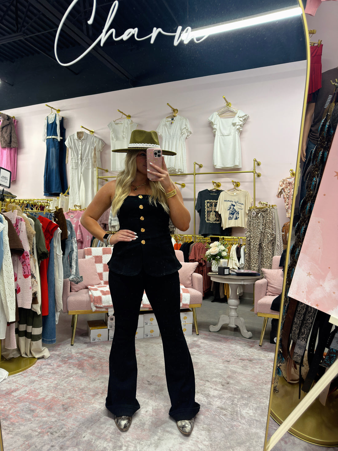 Stretch Denim Two Piece Set