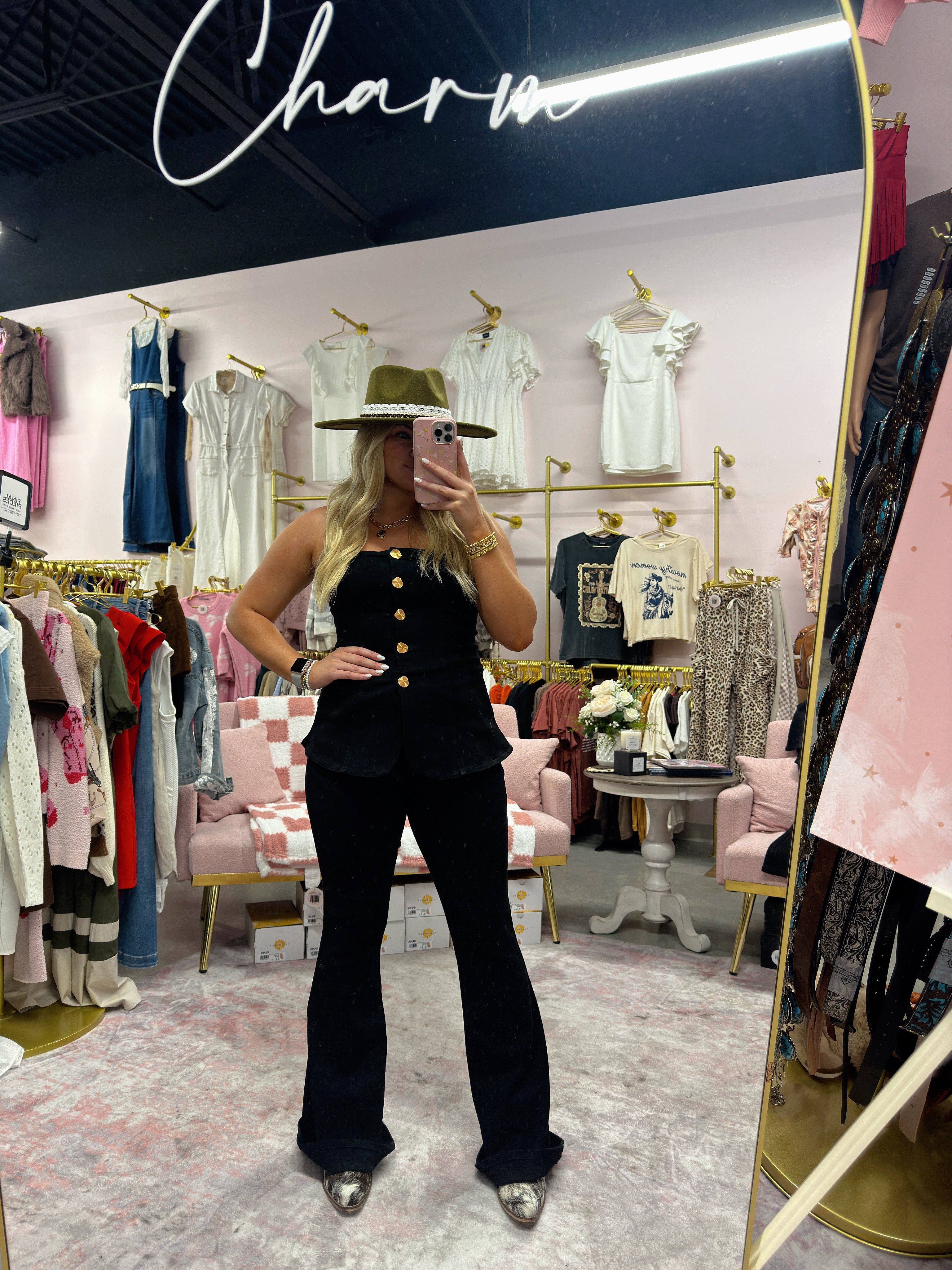 Stretch Denim Two Piece Set