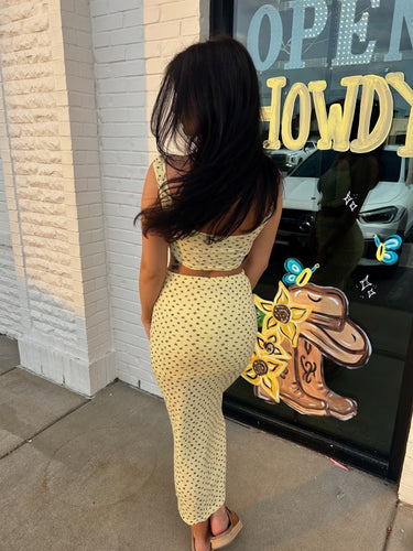 Floral Print Corse-fitted Tank Top And Skirt