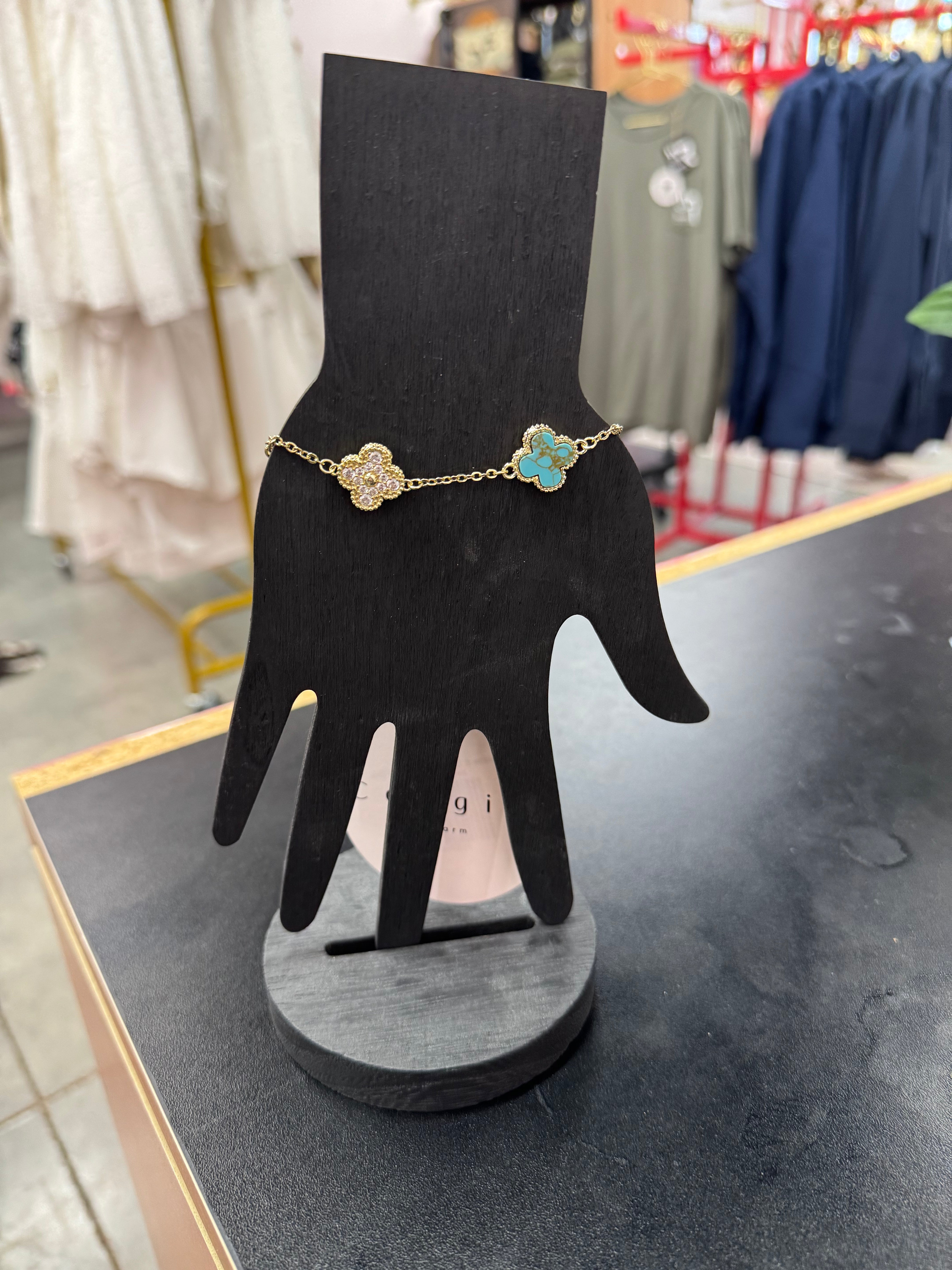 Turquoise & Diamond Pendant Bracelet